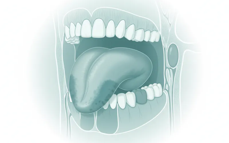 Medical illustration showing different locations of oral cancer within the oral cavity and oropharynx, labeling areas like tongue, gums, floor of mouth, soft palate, and tonsils.