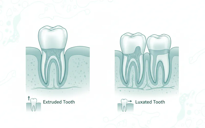 Illustration related to Extruded (Partially Dislodged) or Luxated Tooth