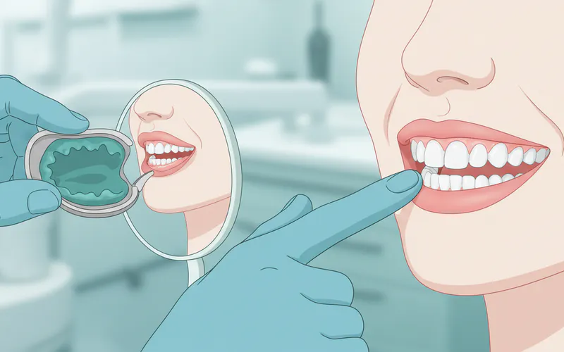 Series of three illustrations showing the partial denture creation process: 1) dentist taking impressions, 2) patient trying in a wax model of the denture, 3) patient smiling with the final partial denture in place.