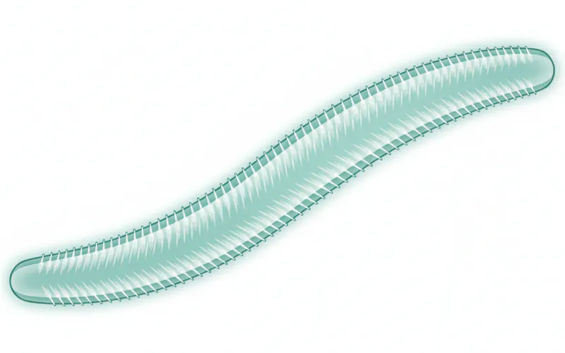 Diagram showing the radula of a snail with its microscopic chitinous teeth