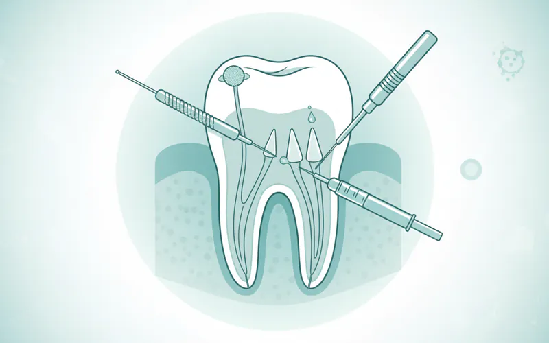 Image showing dental instruments used in a root canal procedure, highlighting the precision and care involved in the cleaning and shaping of the canals.