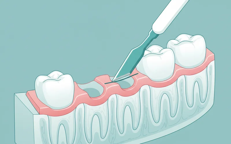 A series of illustrations depicting the implant placement surgery: 1) incision in the gum, 2) drilling into the jawbone, 3) implant post being screwed into the bone, 4) gum tissue sutured over the implant.