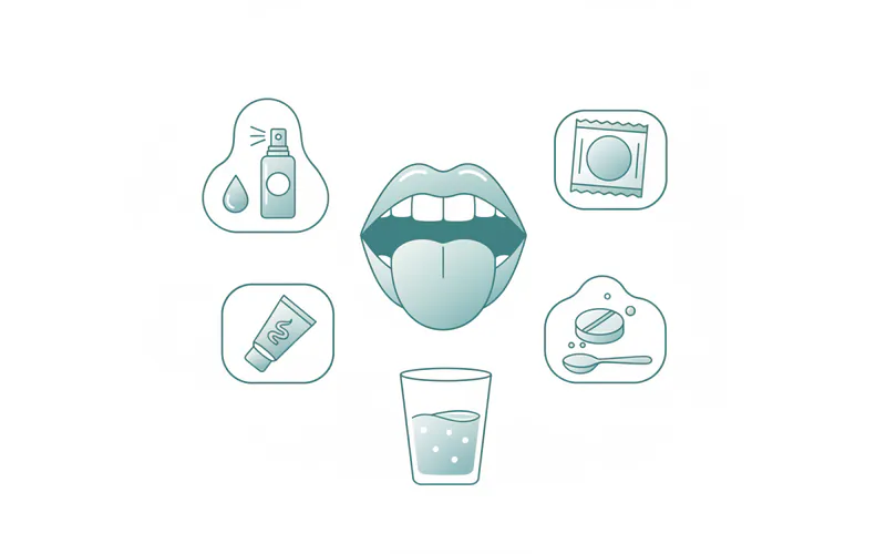 diagram showing different types of oral moisturizers and saliva substitutes