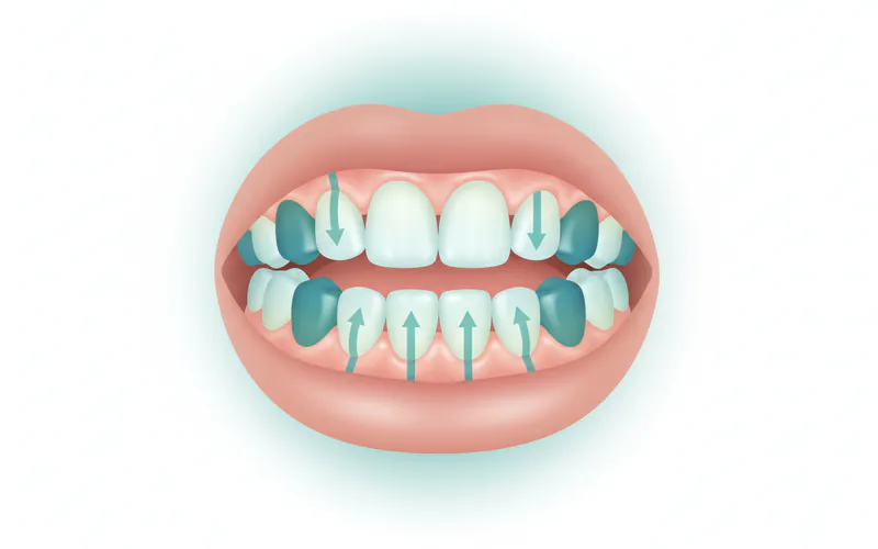 A diagram showing a baby's mouth with all primary teeth, color-coded and numbered to indicate their typical eruption order and approximate age ranges (e.g., lower central incisors 6-10 months, upper central incisors 8-12 months, etc.). Arrows could indicate direction of eruption.