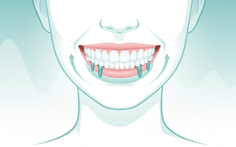 Graphic showing a patient smiling confidently after receiving a full arch of same-day implants, highlighting restored aesthetics and function.