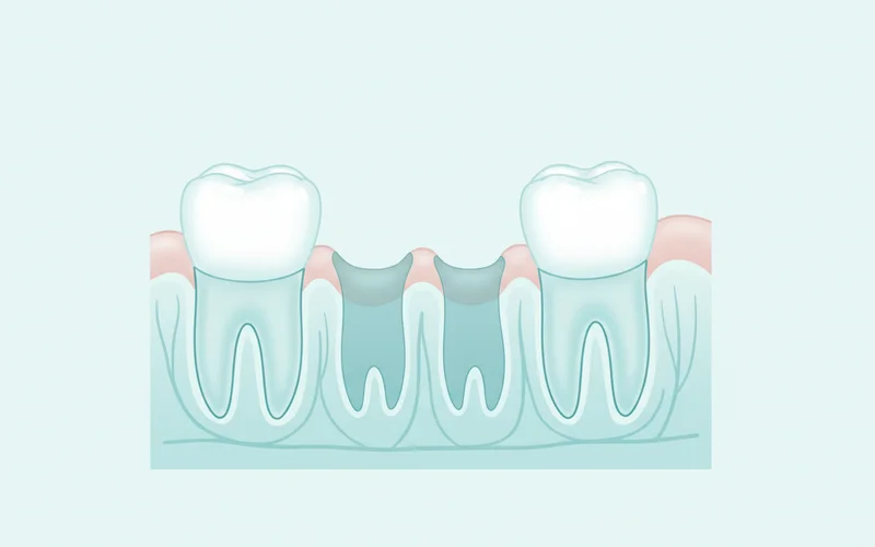 A series of illustrations showing the stages of a single same-day implant procedure: 1. Missing tooth. 2. Implant screw being placed into jawbone. 3. Provisional crown being attached to the implant. 4. Final healed smile with provisional crown.