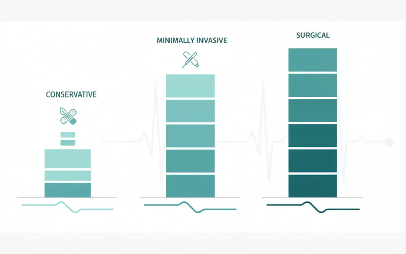 Infographic illustrating a cost breakdown for different TMJ treatments, showing average price ranges for conservative, minimally invasive, and surgical options.