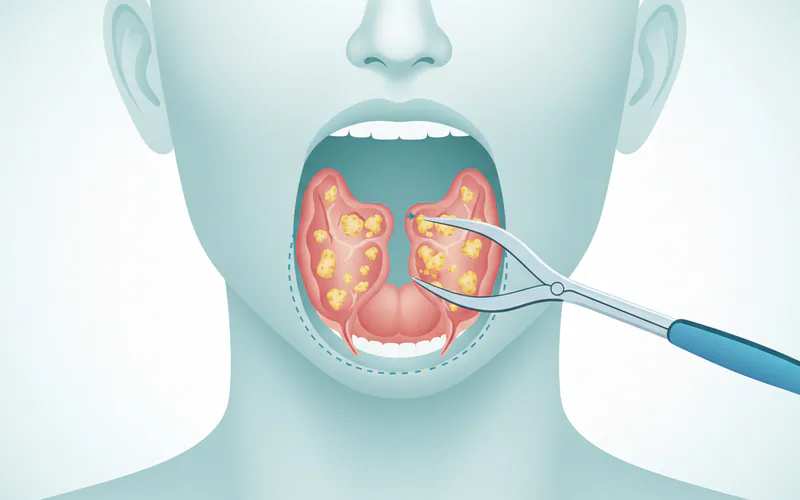 Illustration related to 4. Surgical Removal (Tonsillectomy)